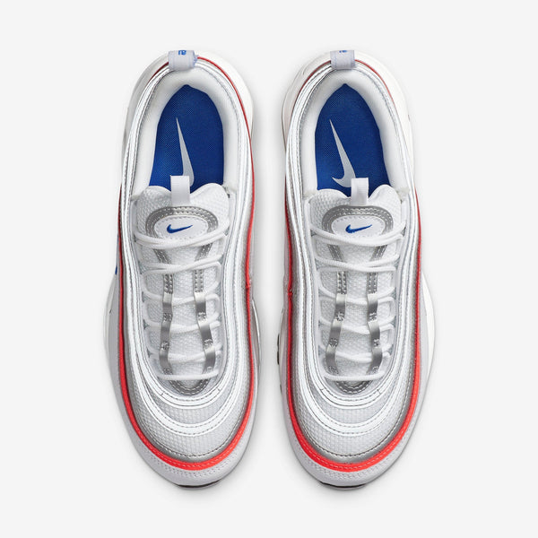 Nike Air Max 97 Metallic Silver Flash Crimson Racer Blue